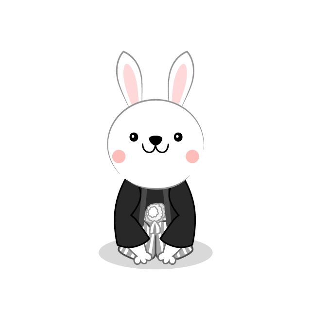 紋付袴のウサギ
