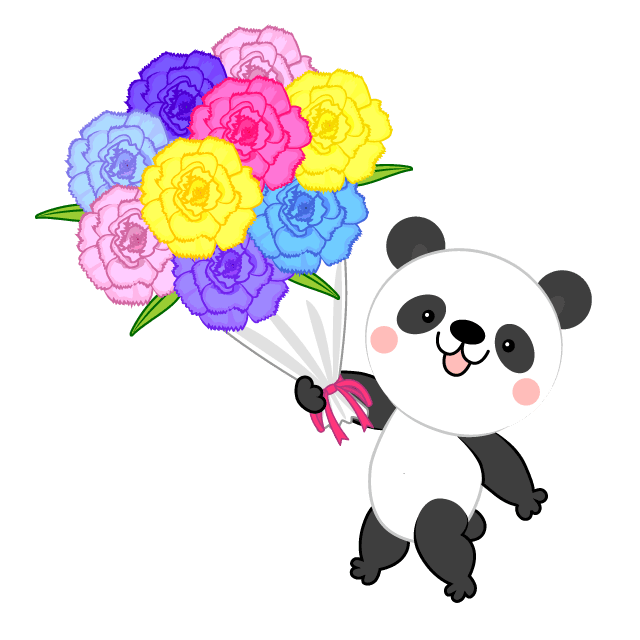 送花束的可爱熊猫