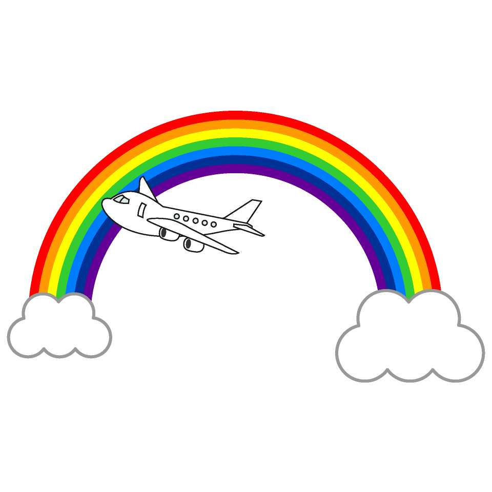 虹と飛行機 イラスト素材 超多くの無料かわいいイラスト素材