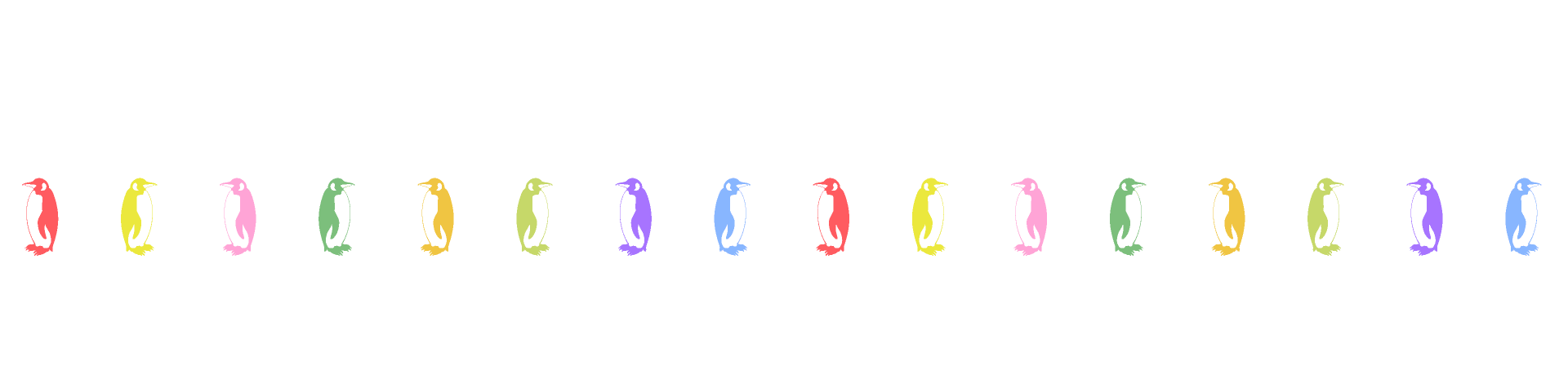 色彩鲜艳的企鹅剪影线条