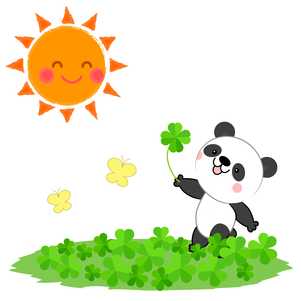 玩三叶草的熊猫