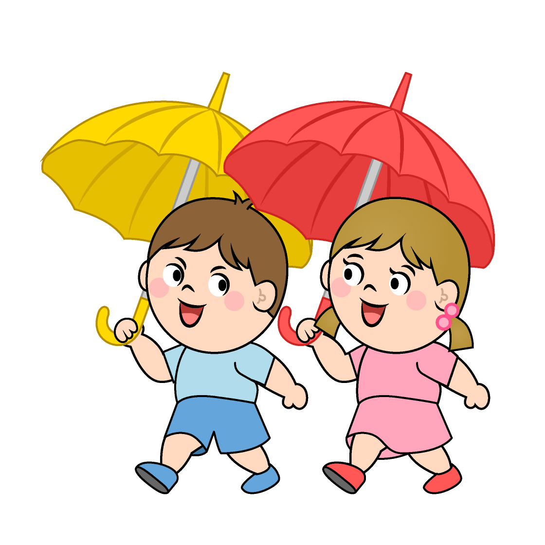 傘をさして歩く子供 イラスト素材 超多くの無料かわいいイラスト素材