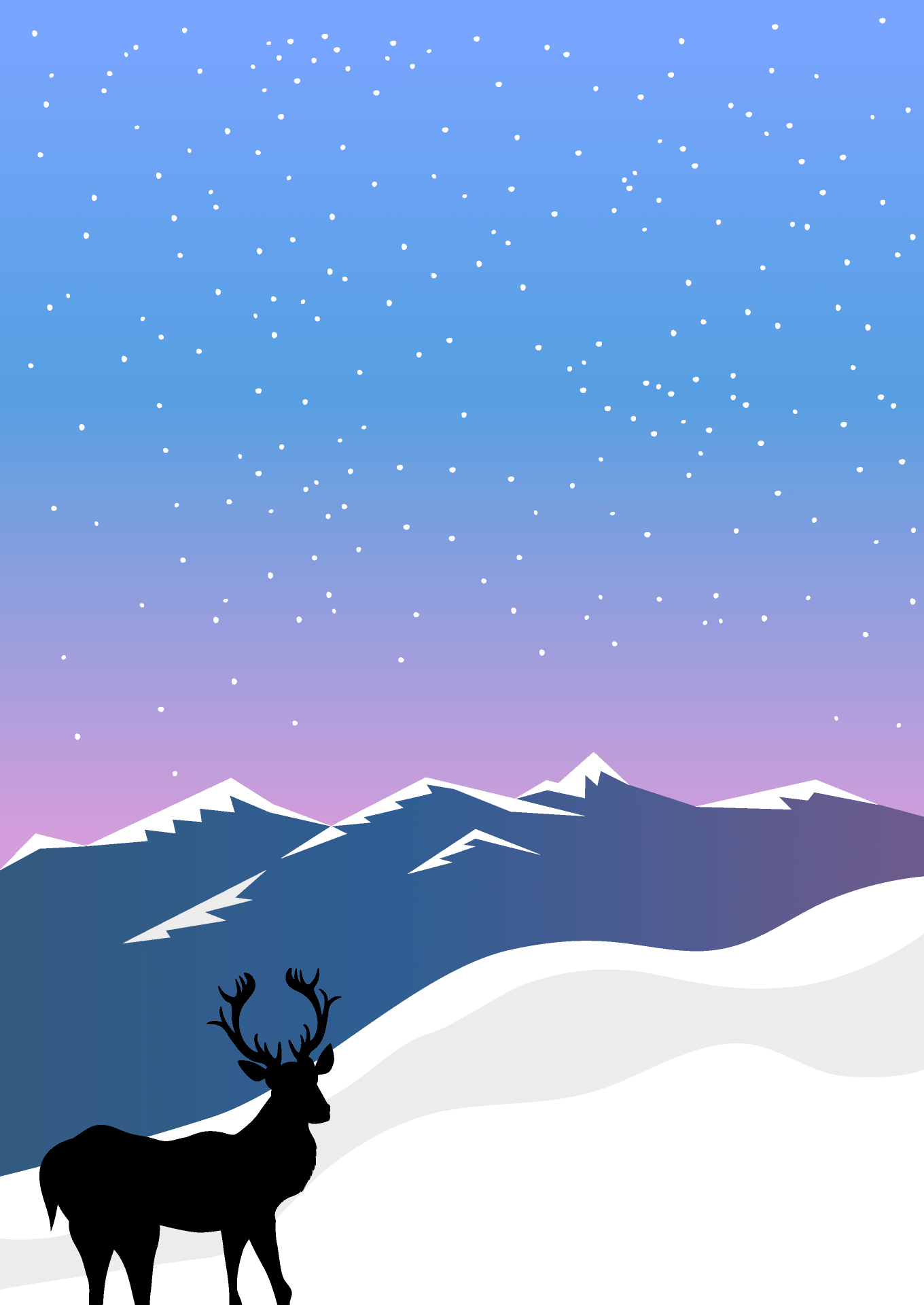 伫立在雪山上的鹿的背景