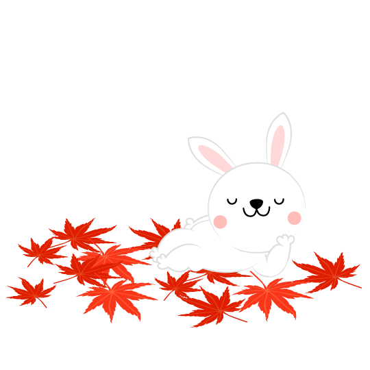 Rabbit relaxing in autumn leaves
