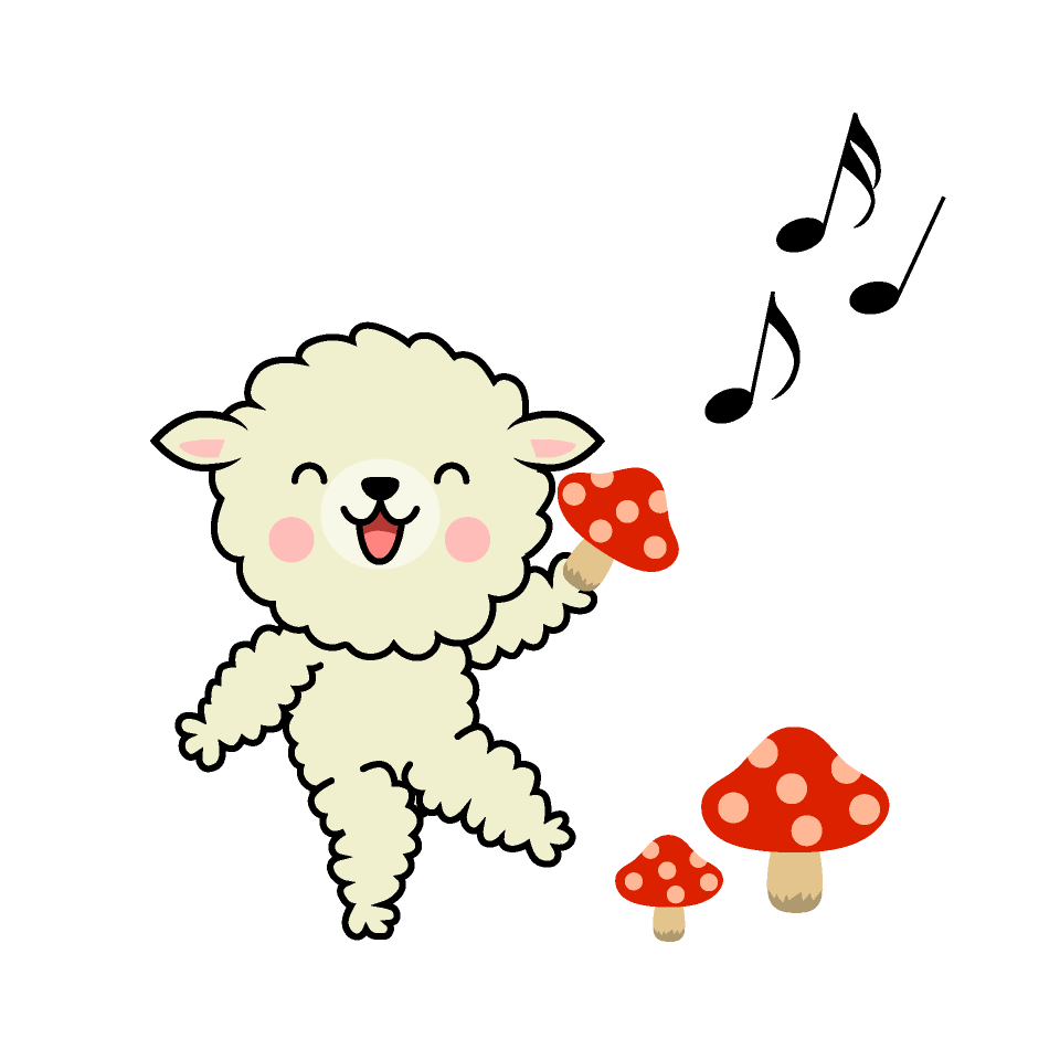 Mushroom hunting sheep character