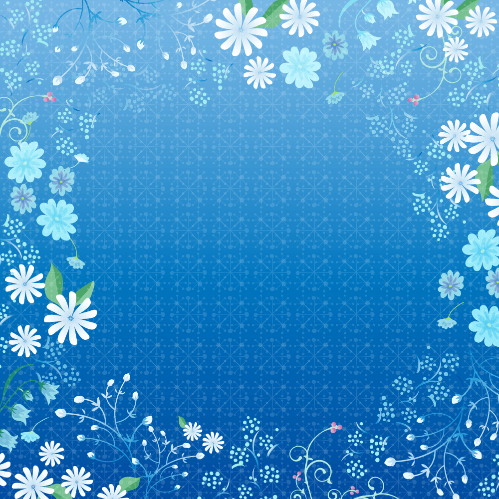 高雅的花图案框架素材装饰框背景(蓝色)