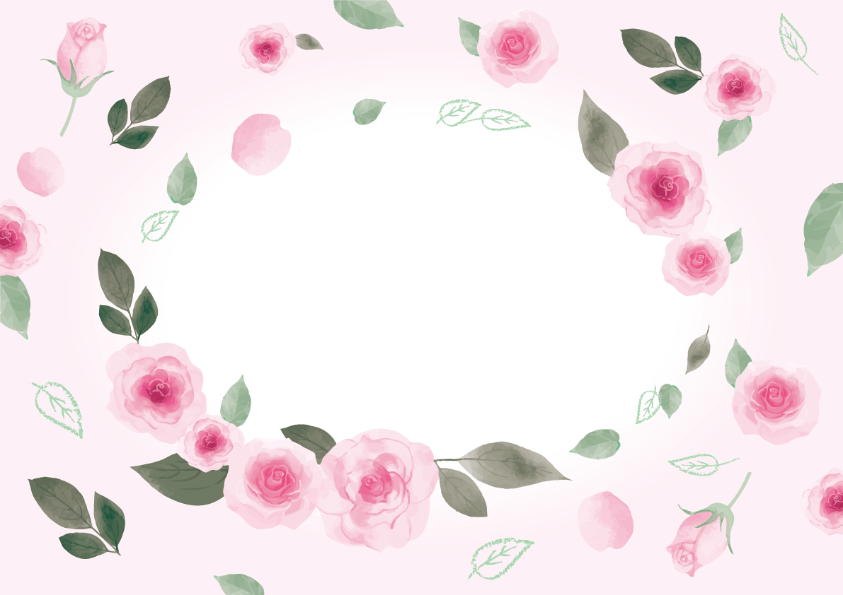 愛らしいピンクの淡いバラ 薔薇 おしゃれ水彩画風フレーム枠 イラスト素材 超多くの無料かわいいイラスト素材