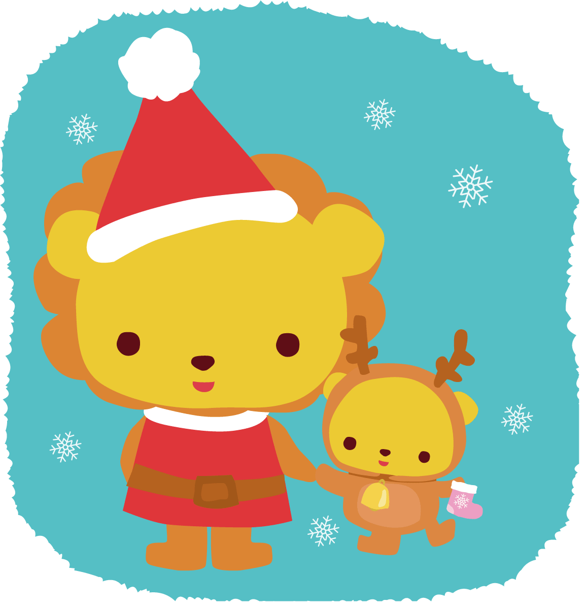 ライオン サンタクロースのクリスマスかわいい動物 イラスト素材 超多くの無料かわいいイラスト素材