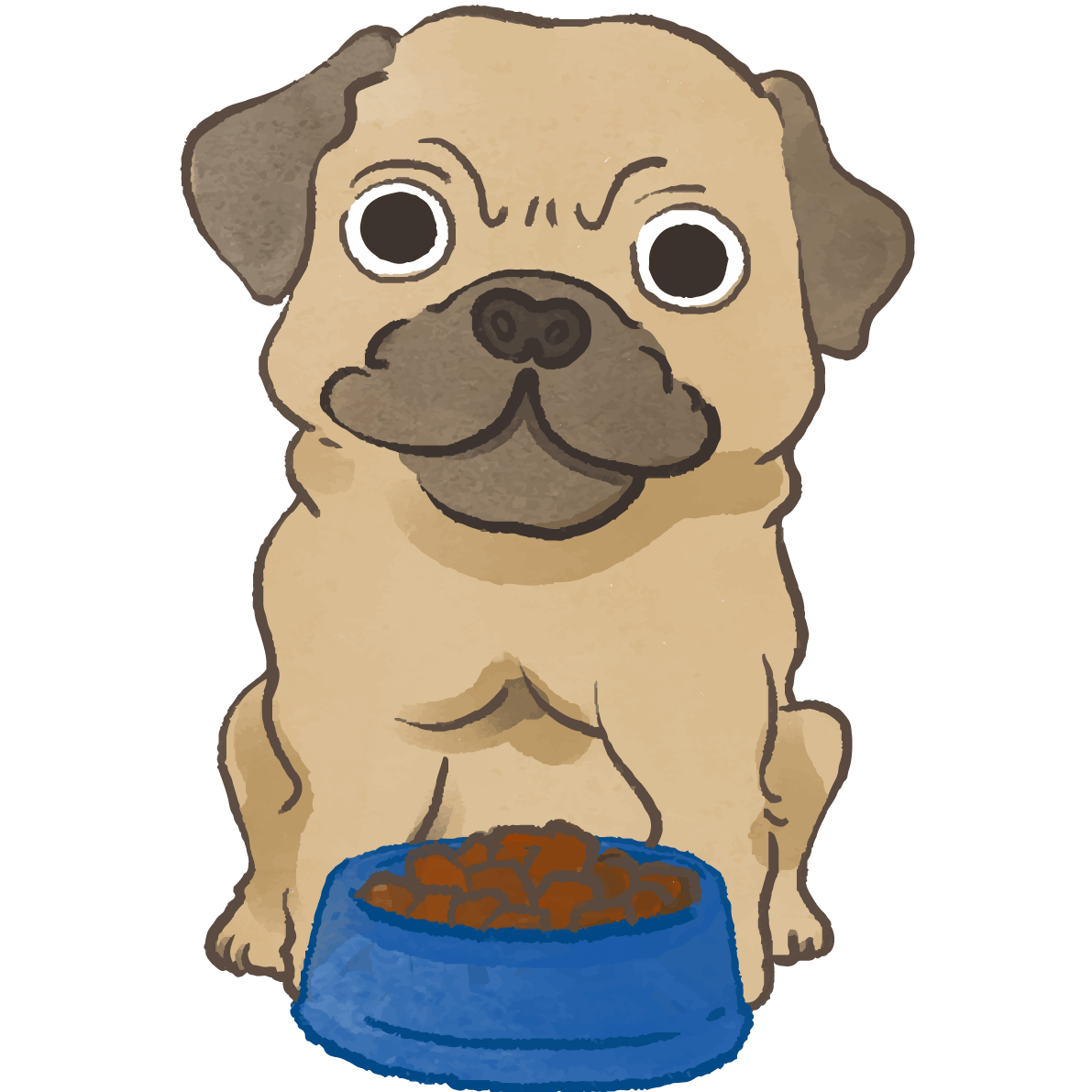パグ ご飯を食べる かわいい犬 イラスト素材 超多くの無料かわいいイラスト素材