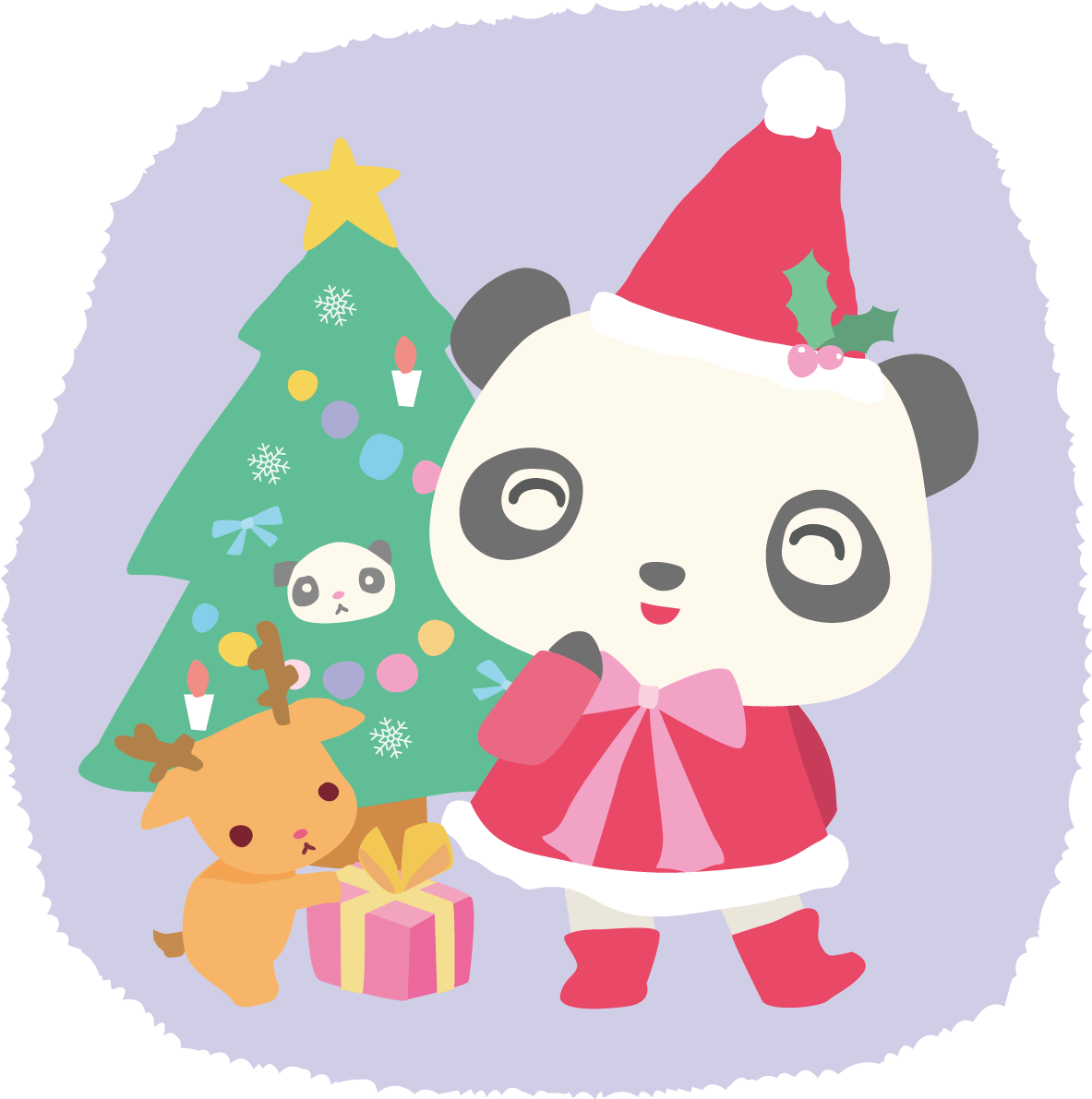 パンダ サンタクロースのクリスマスかわいい動物 イラスト素材 超多くの無料かわいいイラスト素材