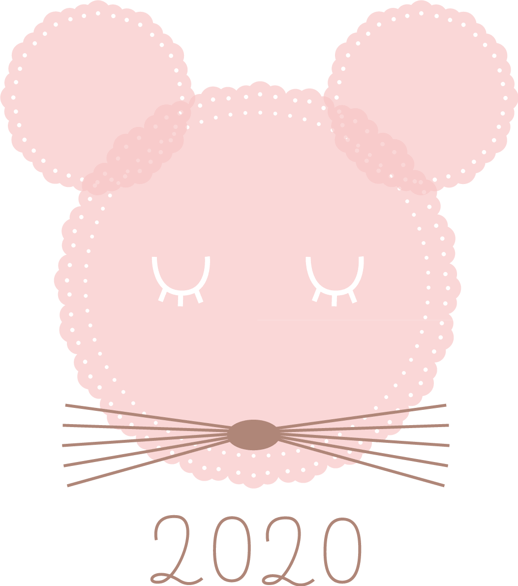 レースペーパーでできたねずみ(ネズミ-鼠)かわいい子年(2020)