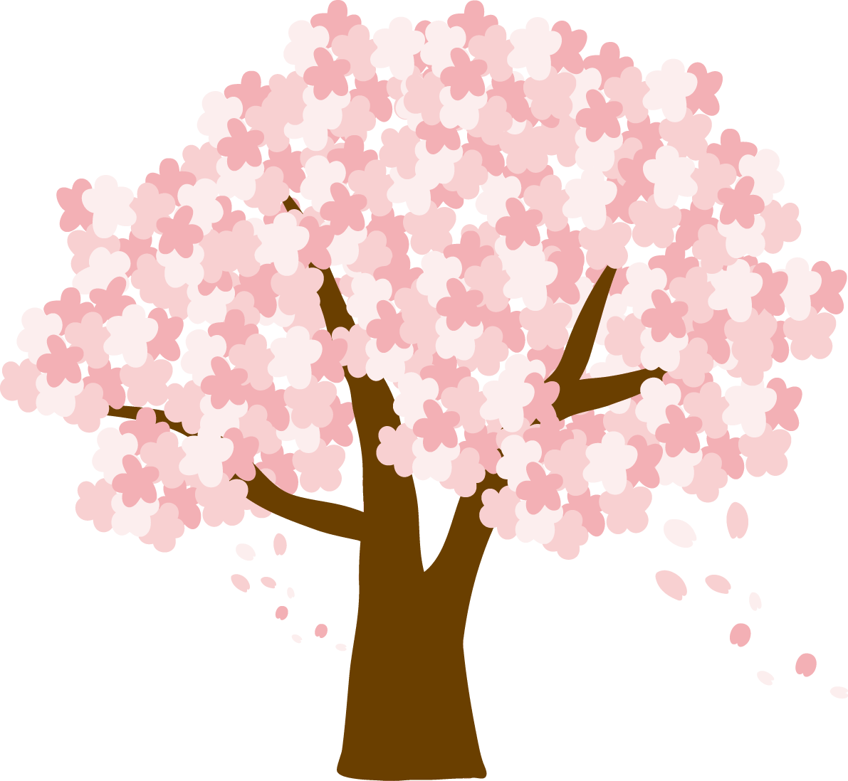 かわいい桜の花びらが舞う大きな桜の木 イラスト素材 超多くの無料かわいいイラスト素材