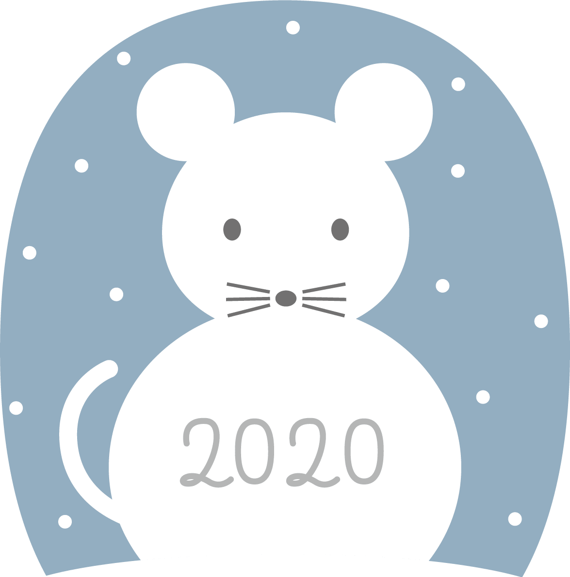 雪だるまのねずみ(ネズミ-鼠)かわいい子年(2020)