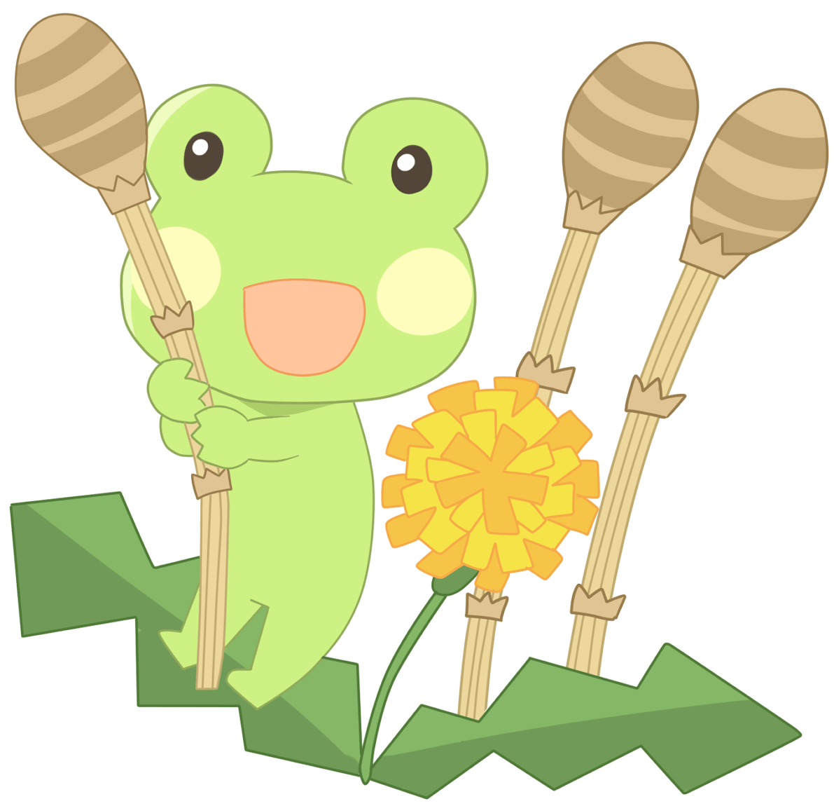 カエルの笑顔キャラクター(春)