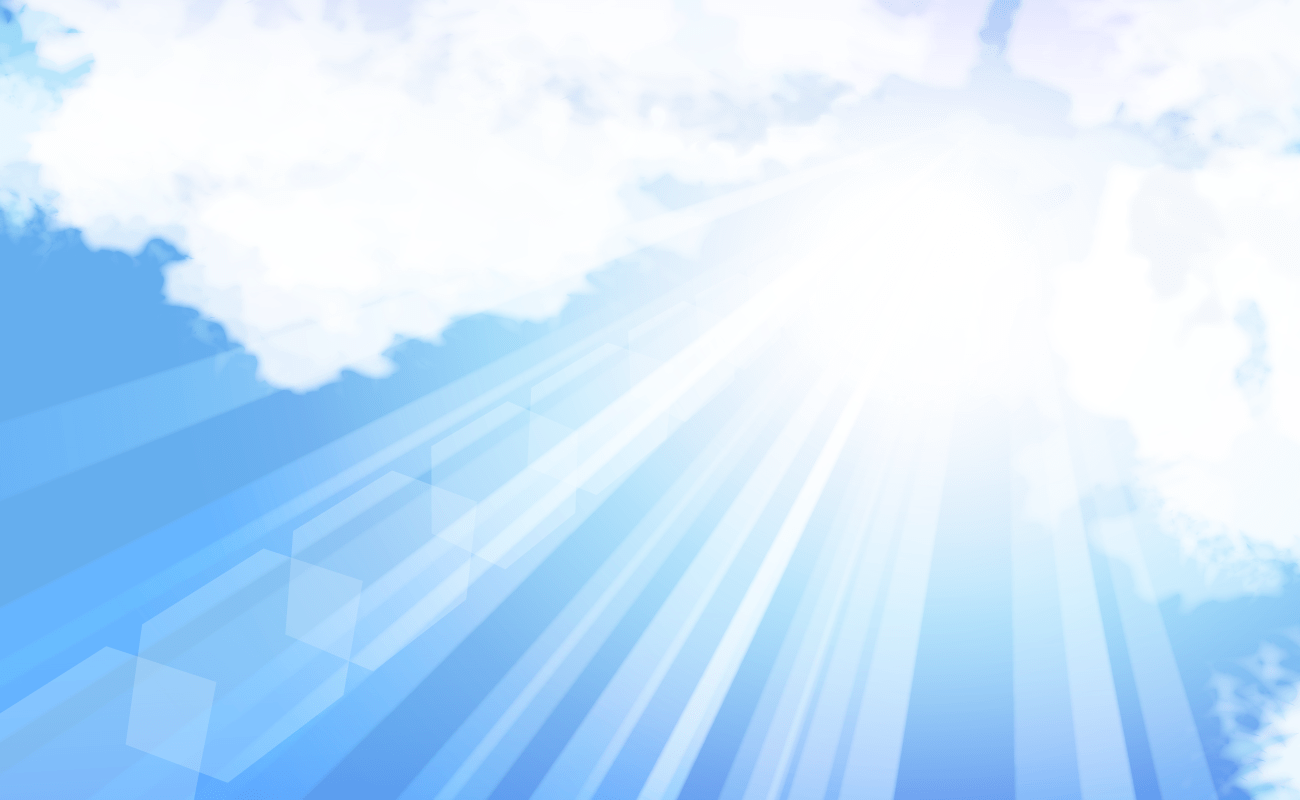 太阳光线放射状照射的夏天美丽的蓝天背景