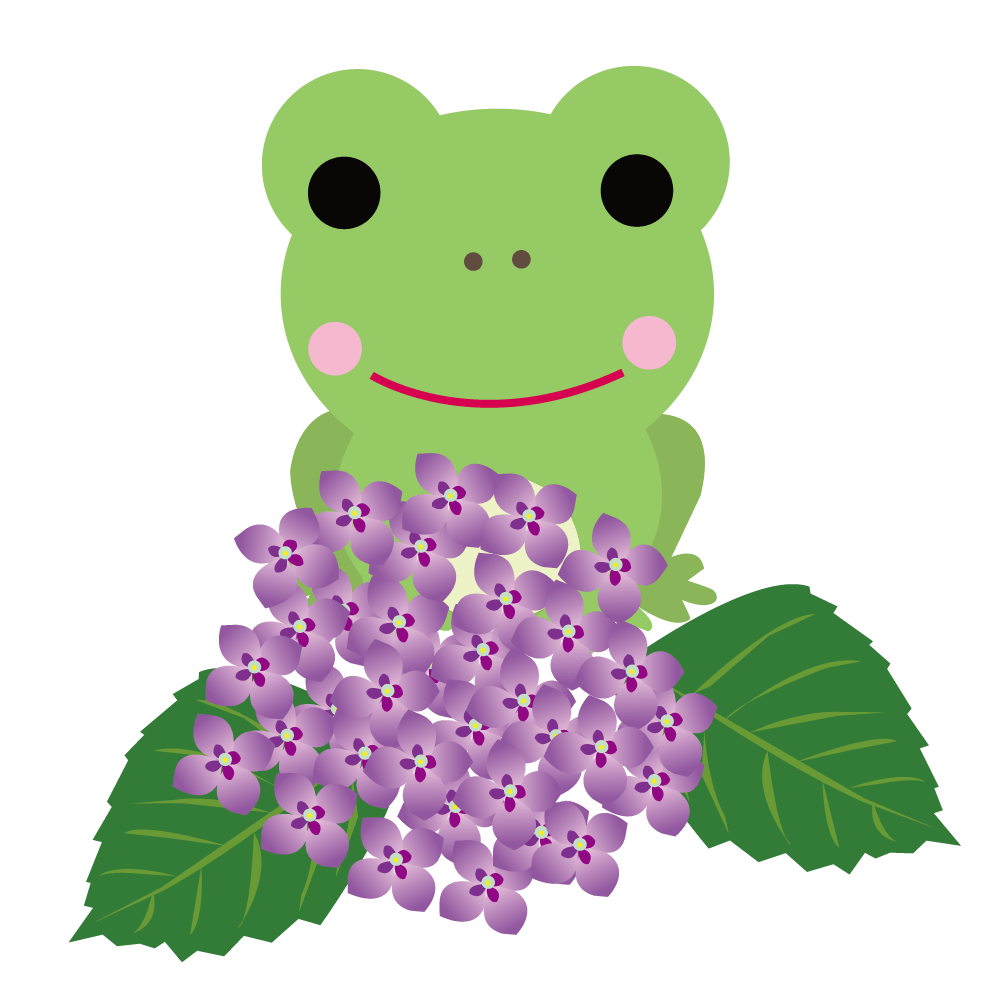 紫陽花を見るかわいいカエル イラスト素材 超多くの無料かわいいイラスト素材