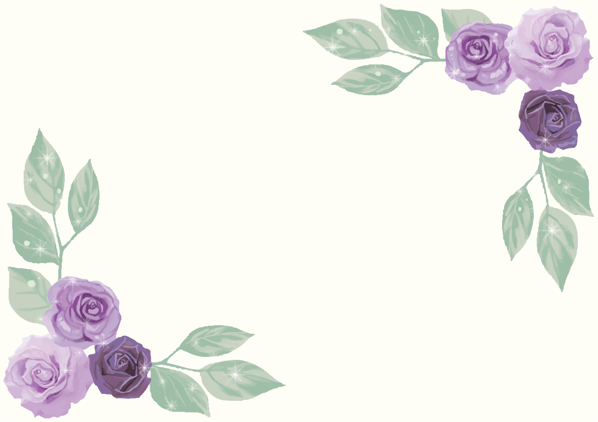 バラの花のおしゃれエレガントの紫 パープル 角飾りフレーム枠 イラスト素材 超多くの無料かわいいイラスト素材