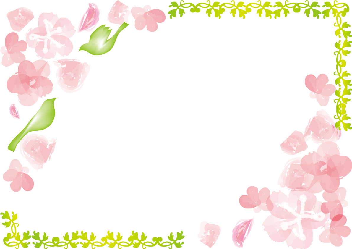 桜-春の枠イラスト(鳥と手書き風で囲む)