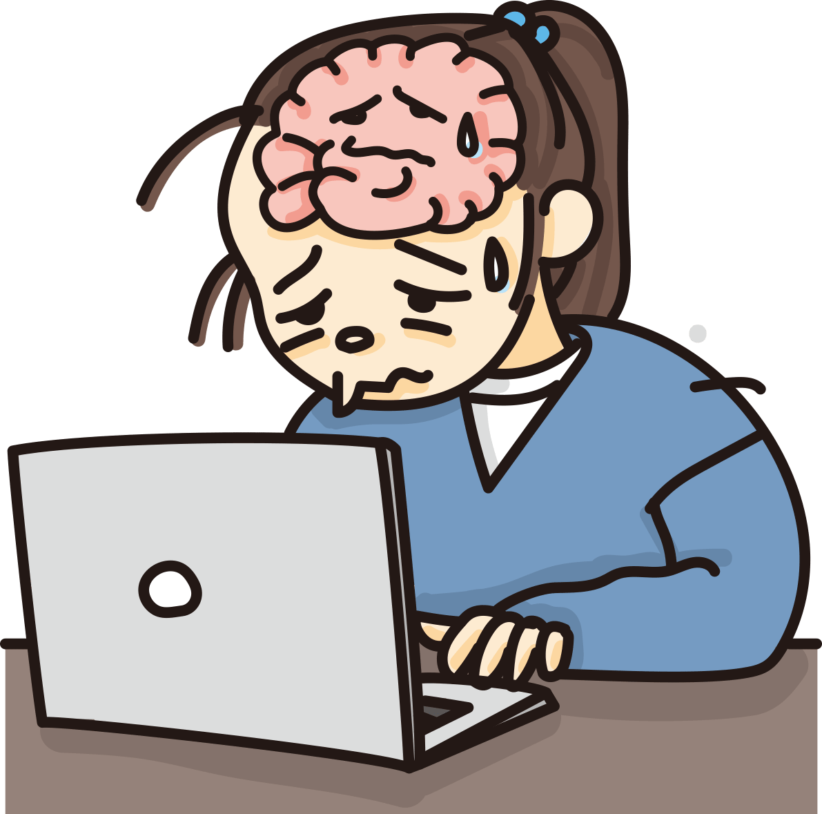 パソコンを使いすぎて脳が疲れているかわいい