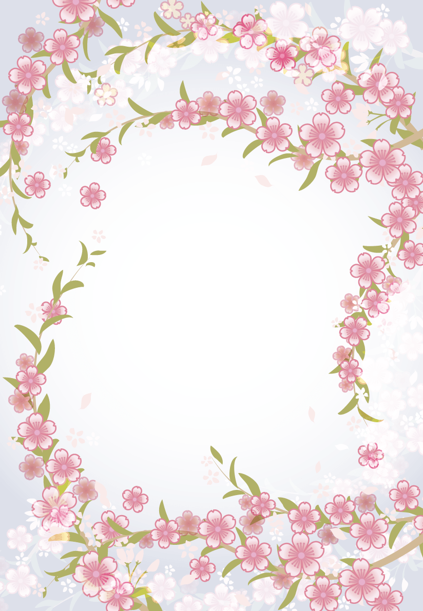 和風桜の縦フレーム枠の背景 背景 イラスト素材 超多くの無料かわいいイラスト素材