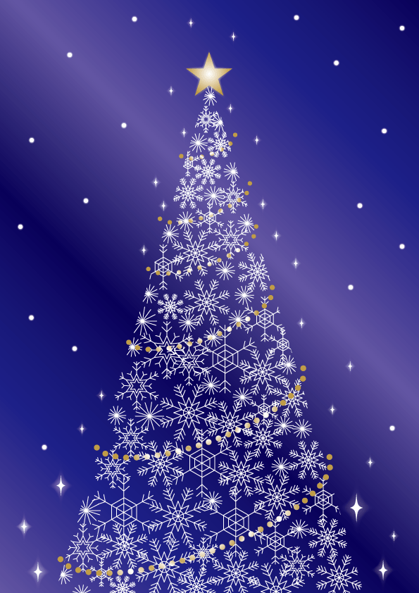 雪结晶美丽的时尚圣诞树背景