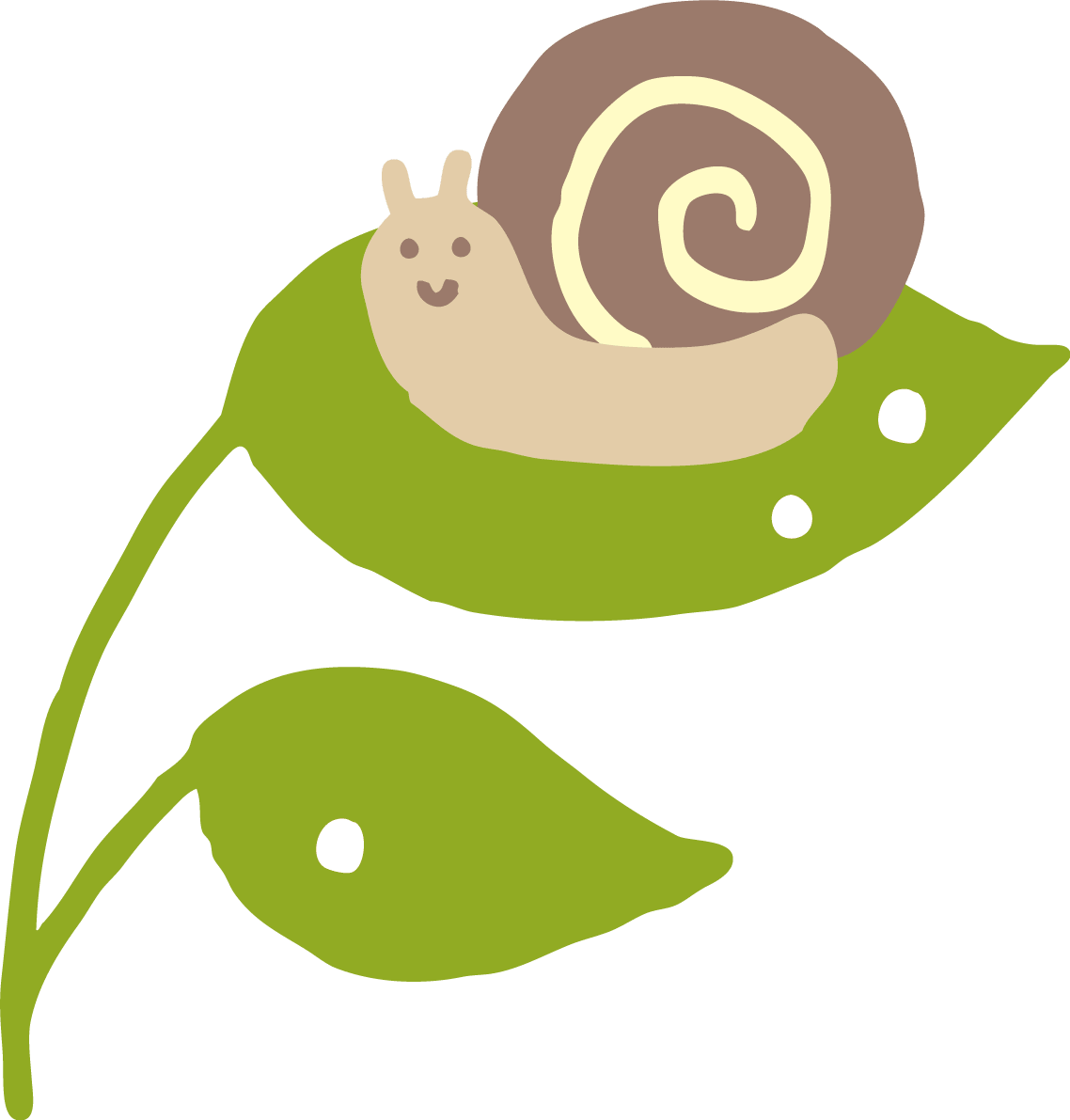 cute-rainy-season-of-snails-on-leaves-illustration-material-lots-of