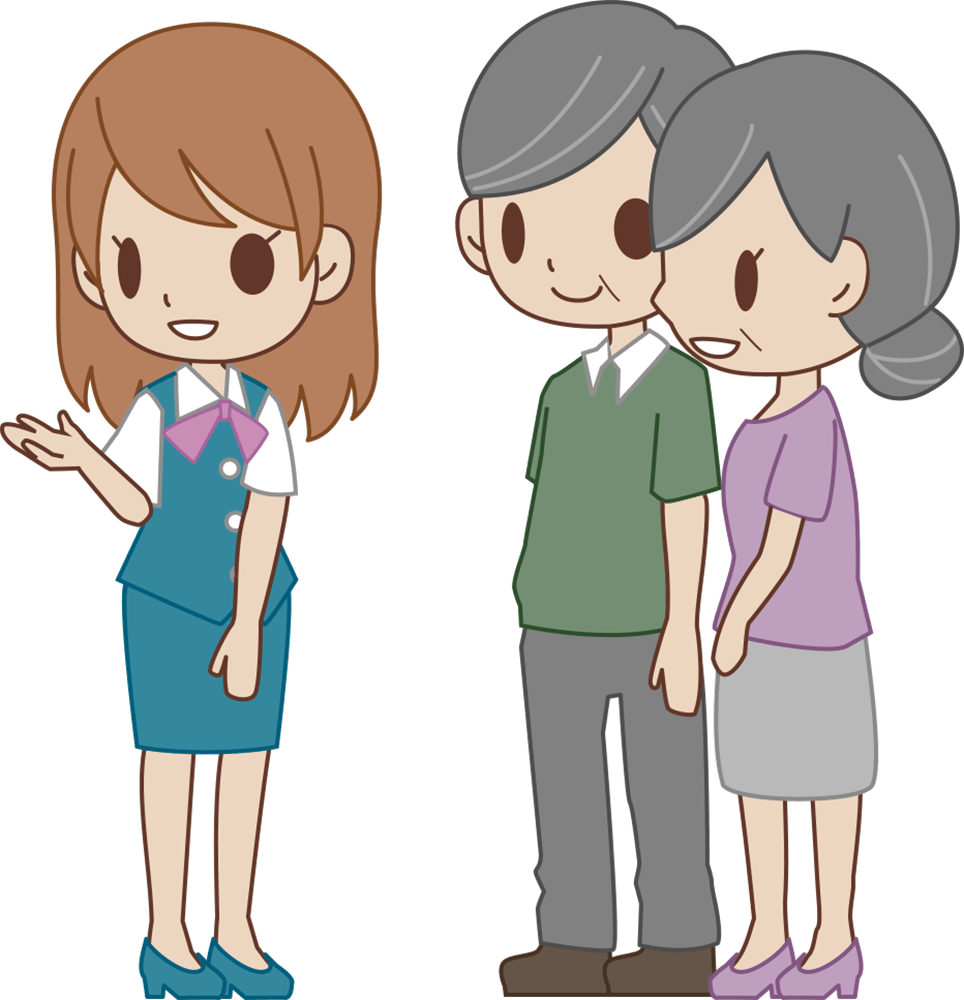 女性olが夫婦のお客様をご案内 イラスト素材 超多くの無料かわいいイラスト素材