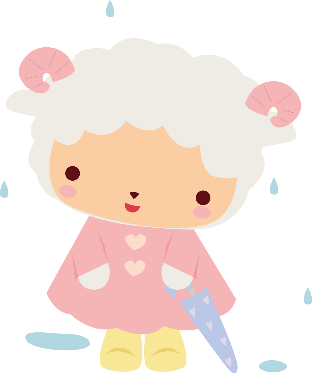 羊-梅雨-傘-かわいい動物