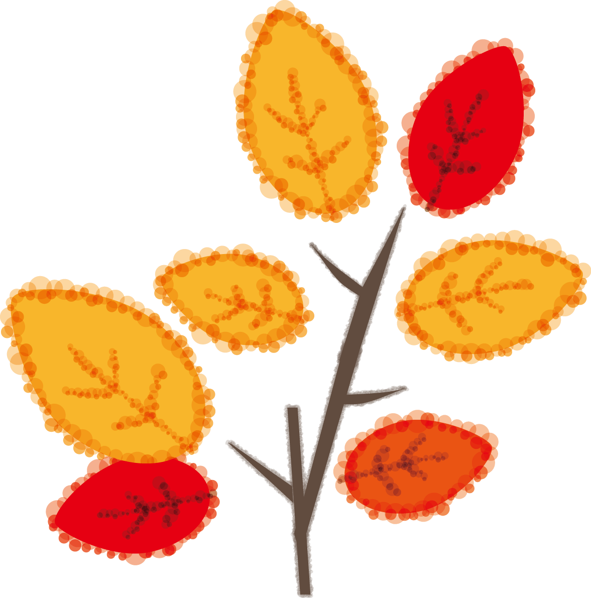 かわいい秋の紅葉(もみじ)した枝と葉