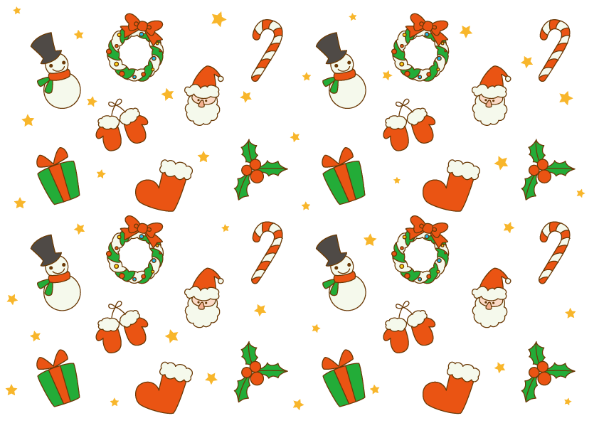 サンタ 雪だるま 手袋 ひいらぎ プレゼント柄かわいいクリスマス背景 イラスト素材 超多くの無料かわいいイラスト素材