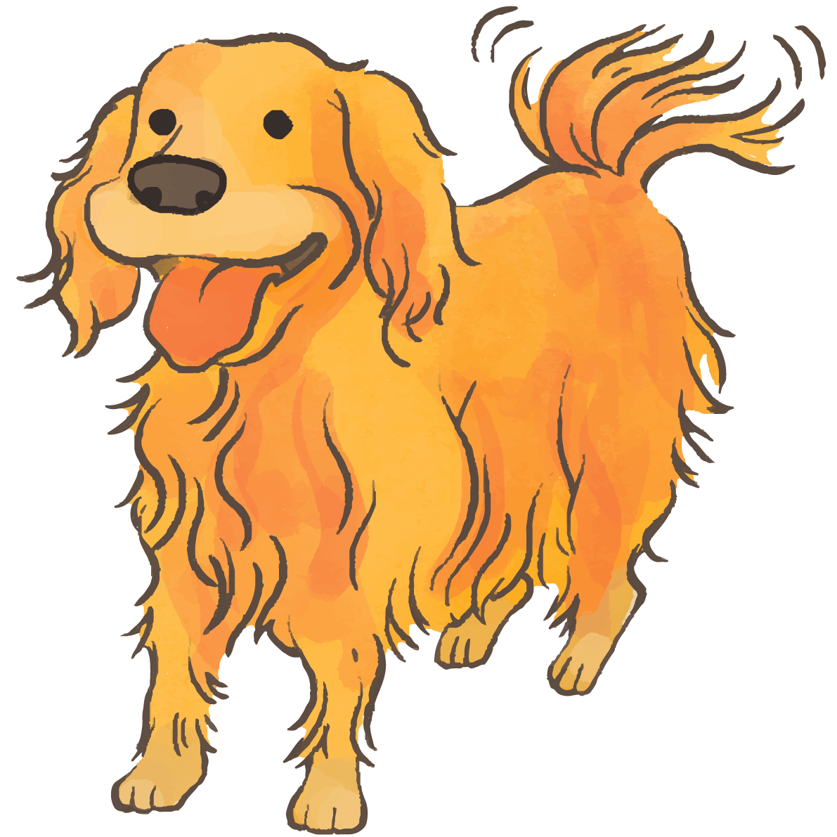ゴールデンレトリバー 尻尾を振る かわいい犬 イラスト素材 超多くの無料かわいいイラスト素材
