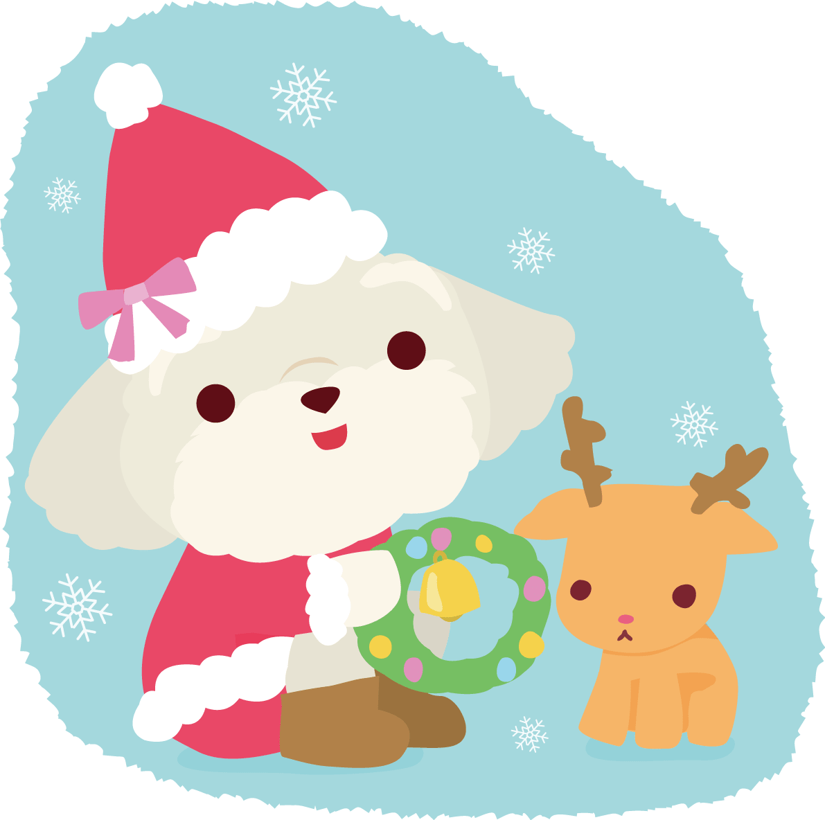 マルチーズ 犬 サンタクロースのクリスマスかわいい動物 イラスト素材 超多くの無料かわいいイラスト素材