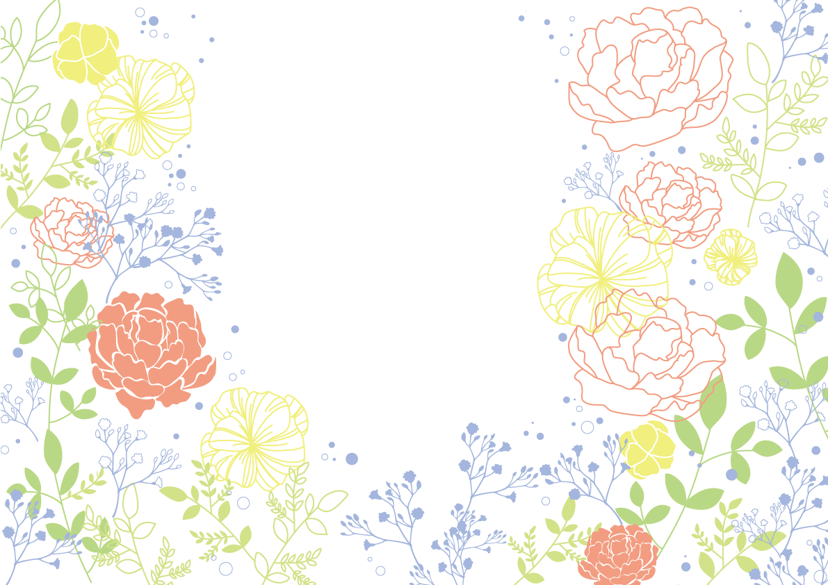 バラ お花のシンプルパステル調の花々線画 イラスト素材 超多くの無料かわいいイラスト素材