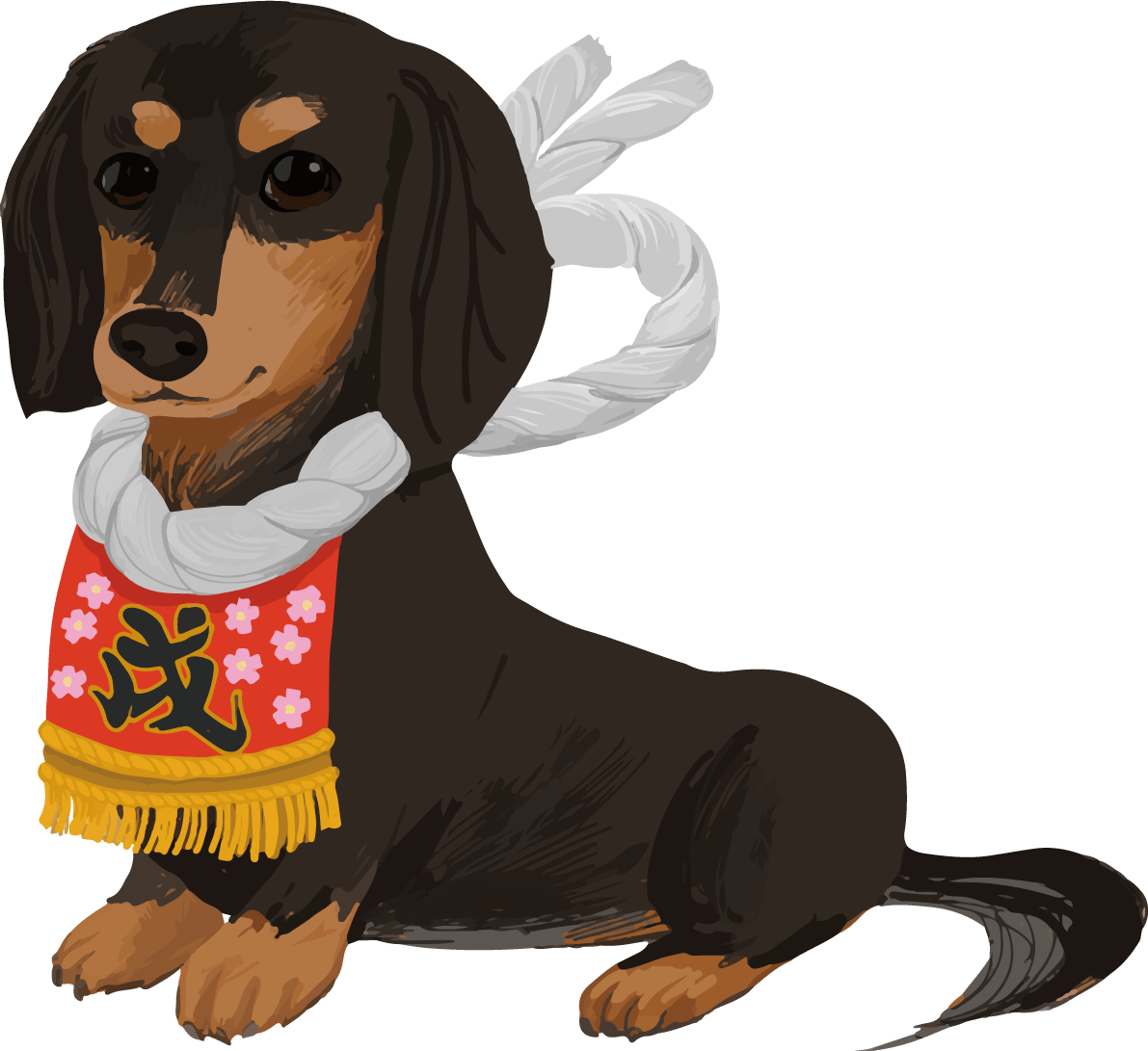 miniature-dachshund-dog-makeup-turn-year-2018-zodiac-illustration