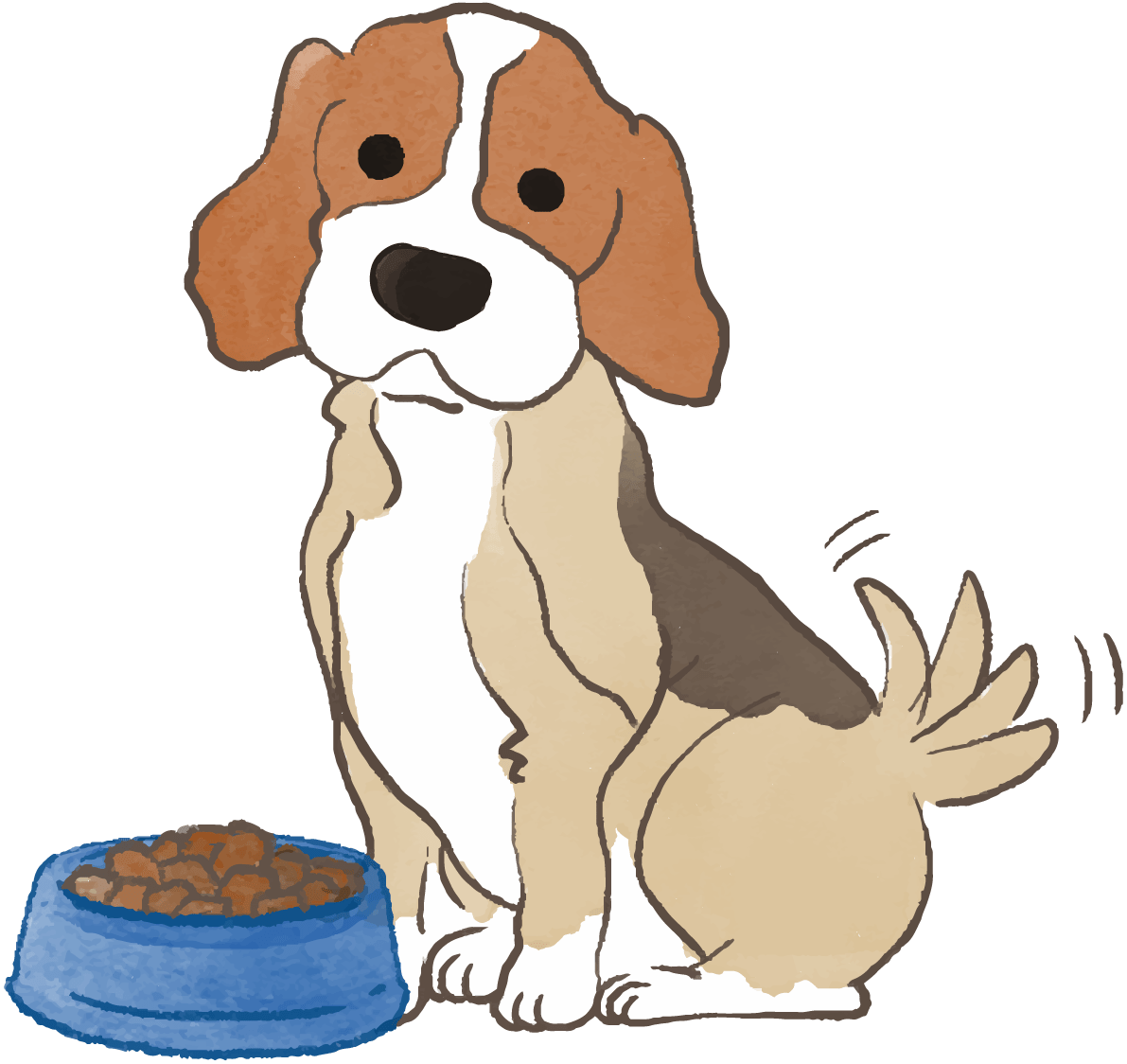 ビーグル ご飯を食べ尻尾を振る かわいい犬 イラスト素材 超多くの無料かわいいイラスト素材