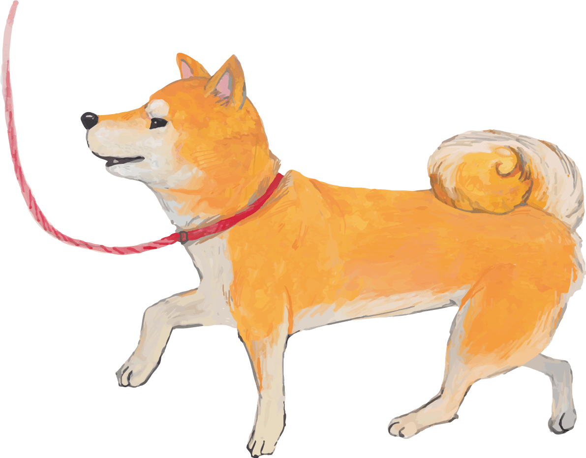 柴犬の散歩 リアル手書き風 イラスト素材 超多くの無料かわいいイラスト素材