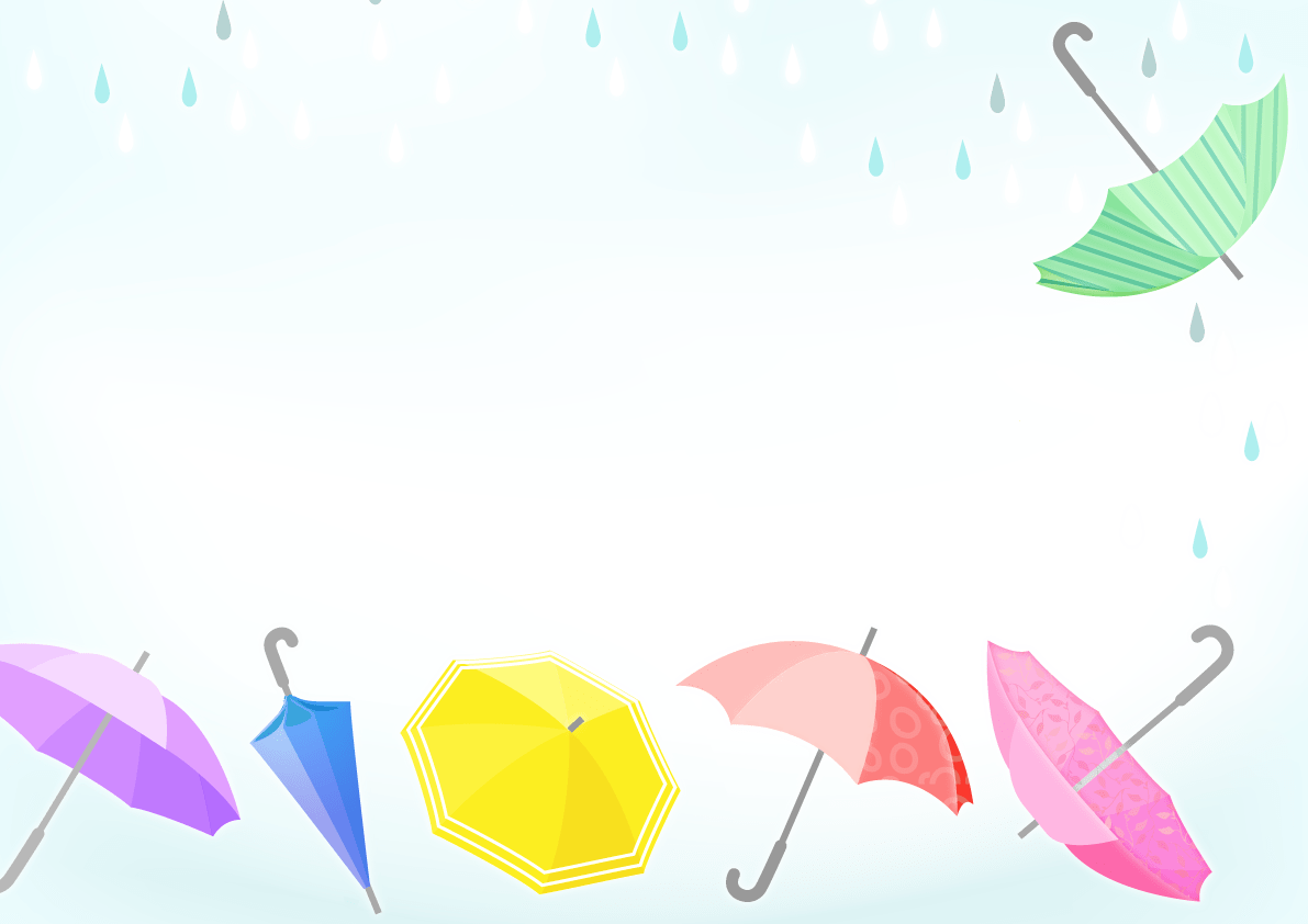 雨とカラフルな傘の背景イラスト 梅雨 イラスト素材 超多くの無料かわいいイラスト素材