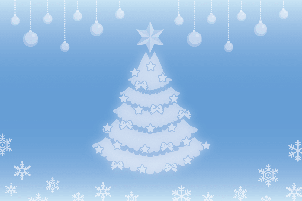 12月クリスマスイラスト背景 ホワイトクリスマスツリー イラスト素材 超多くの無料かわいいイラスト素材