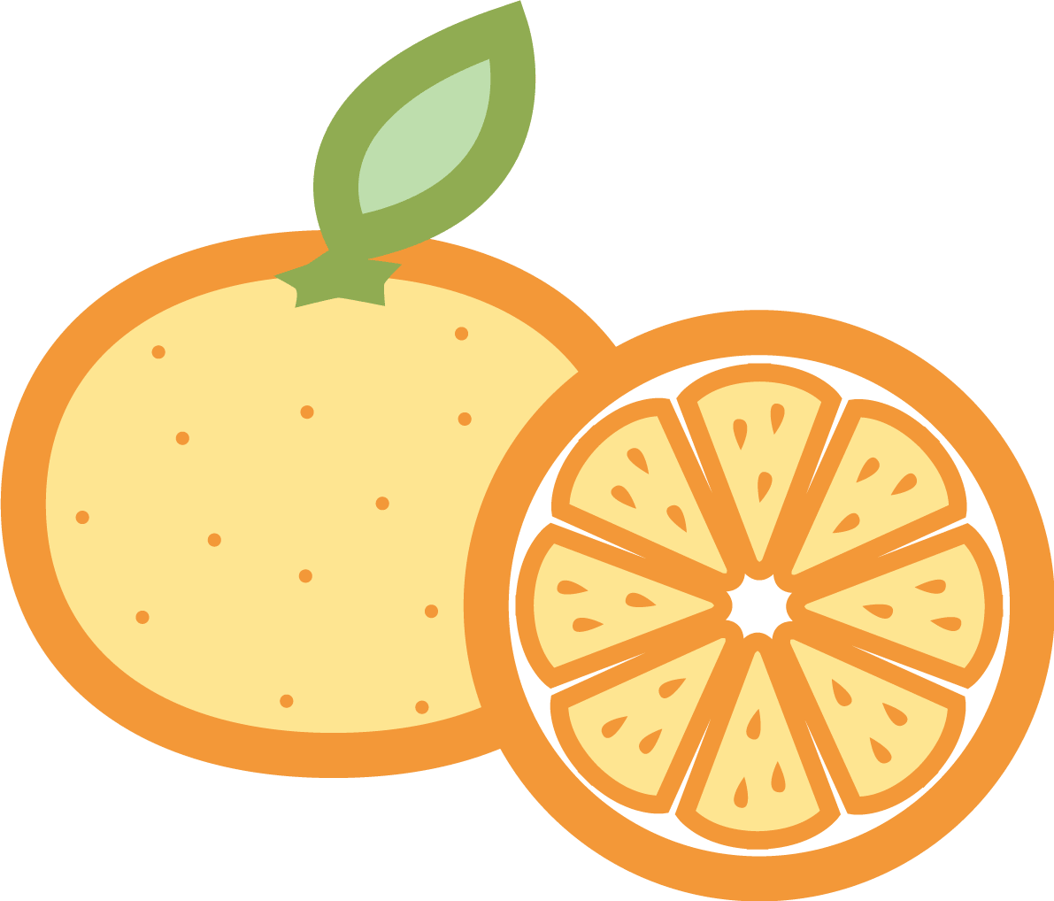 橘子和切片的橘子