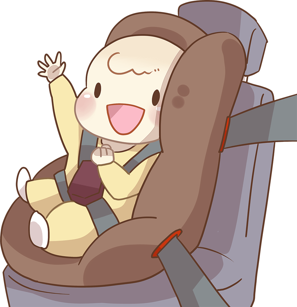 坐在儿童座椅上看起来很开心的婴儿