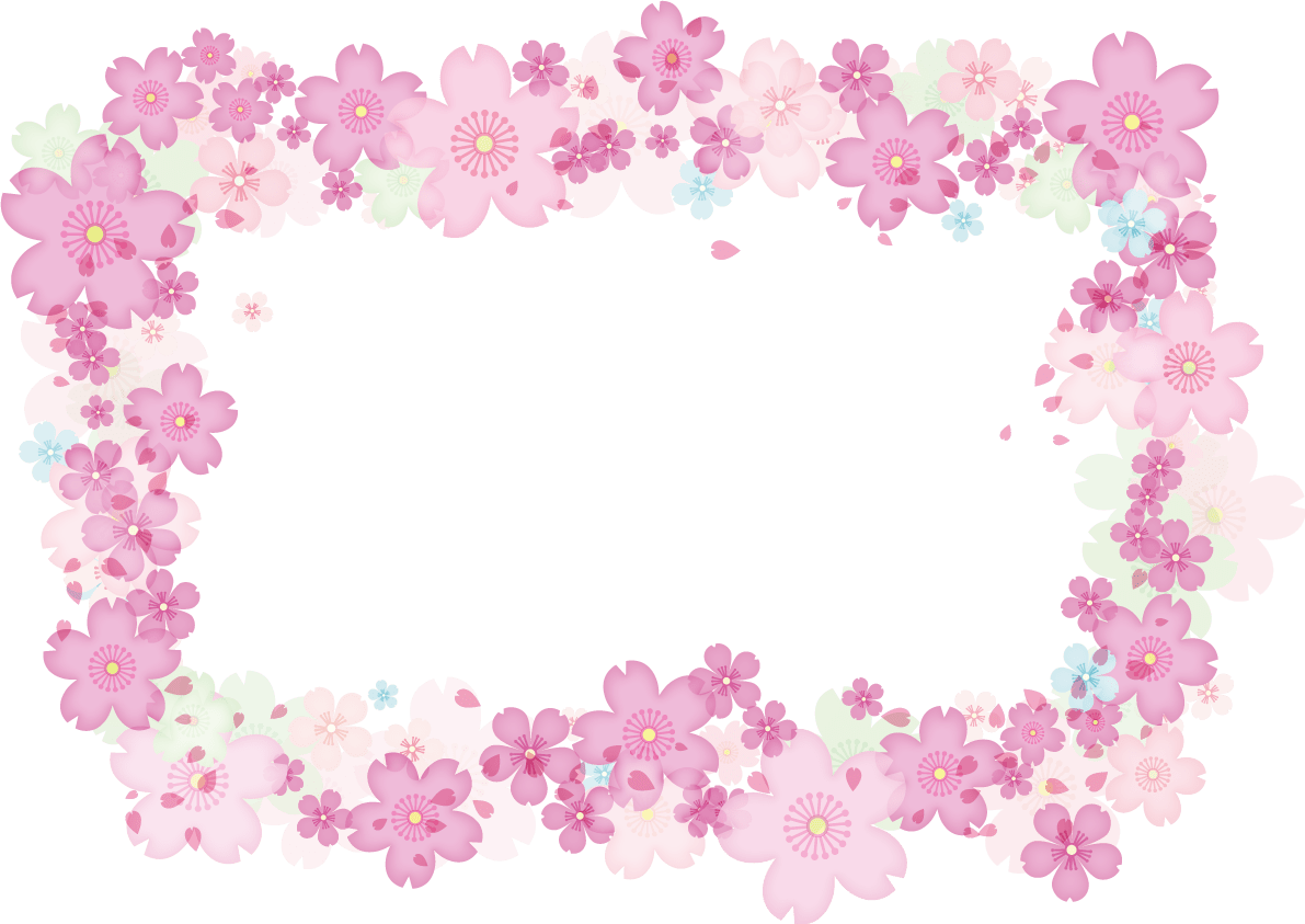彩色重叠的樱花花瓣框