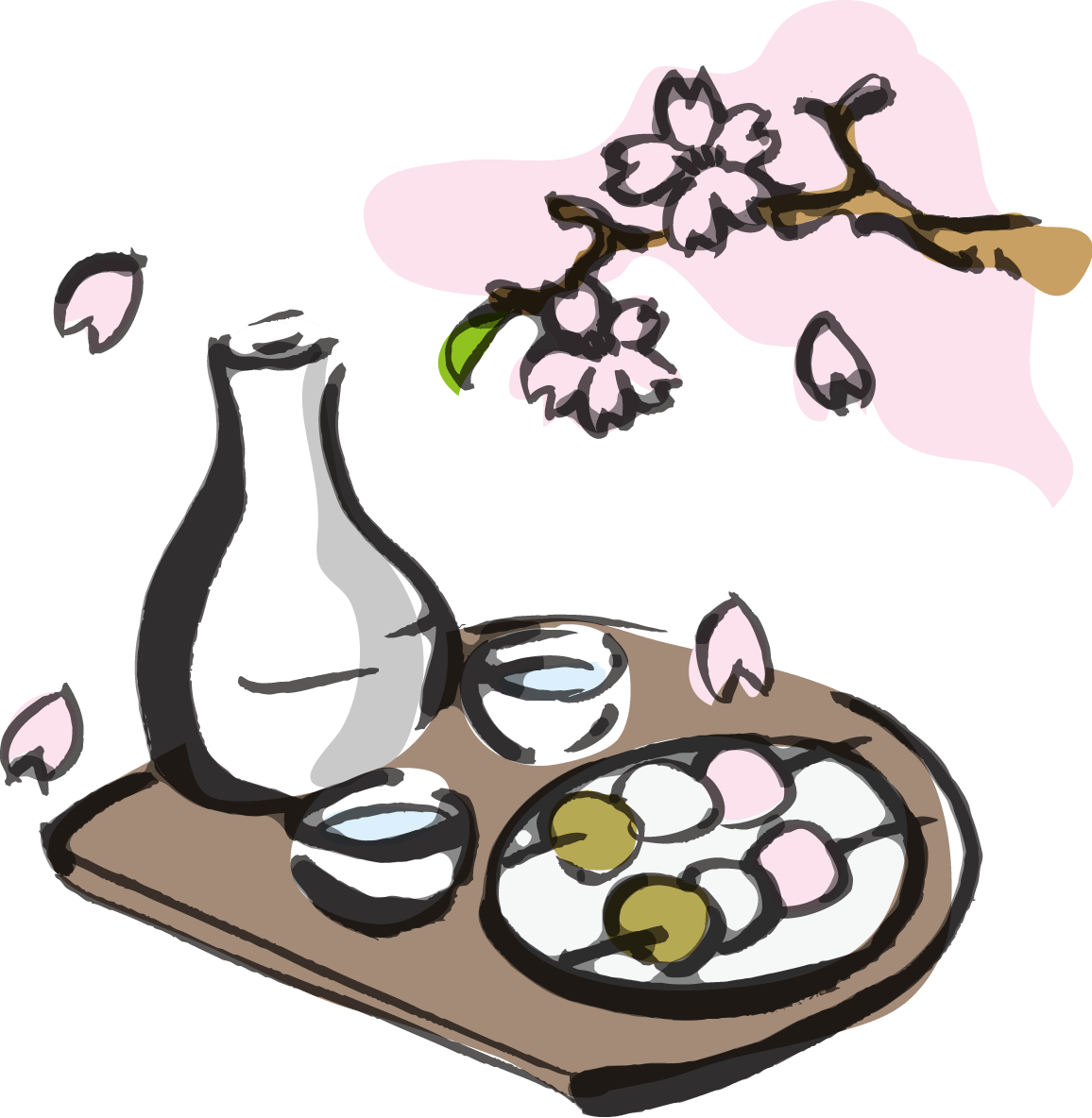 花見酒と桜の春関連イラスト人気のイラスト