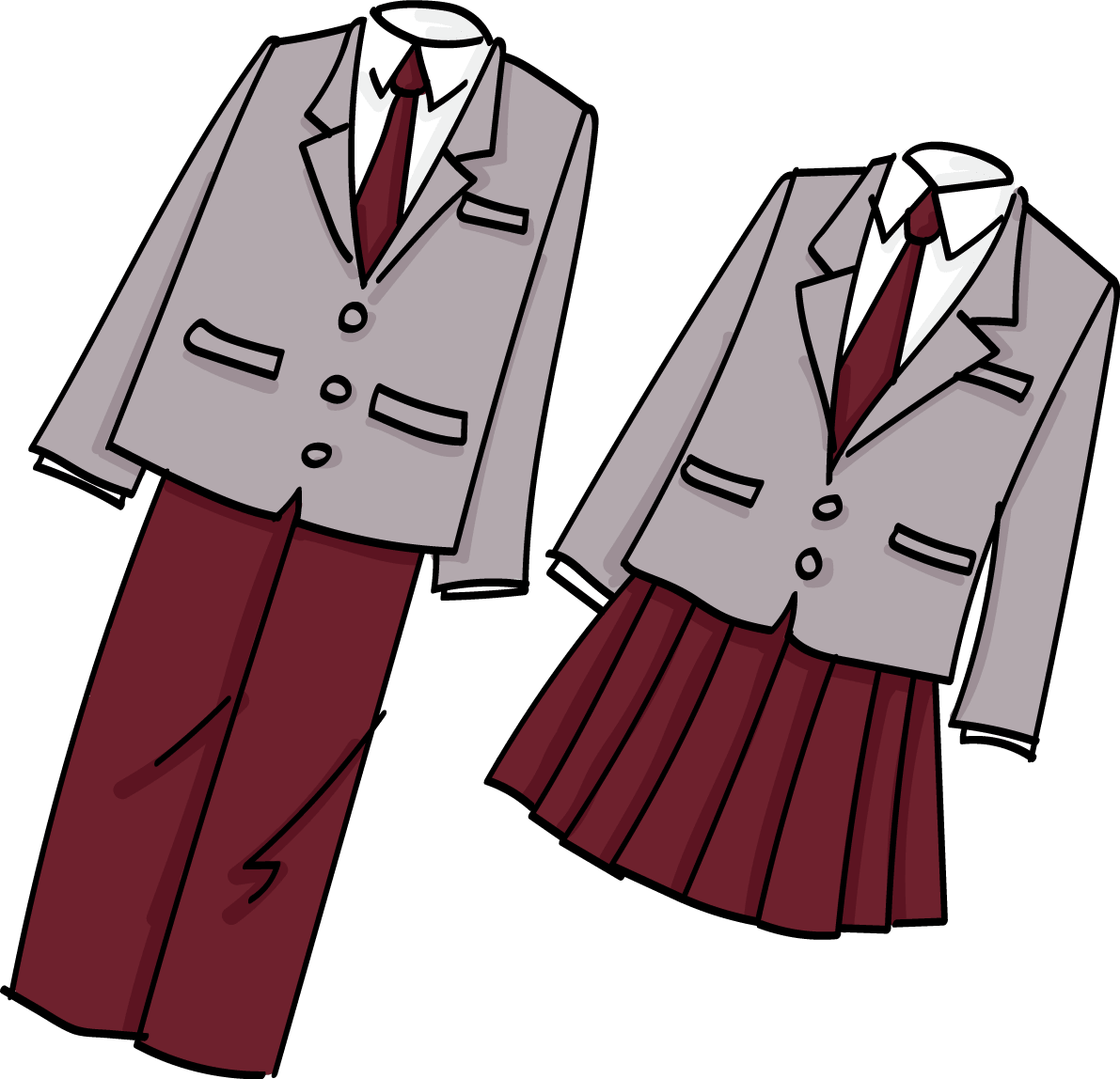 手書き風の簡単な男女学生服の卒業