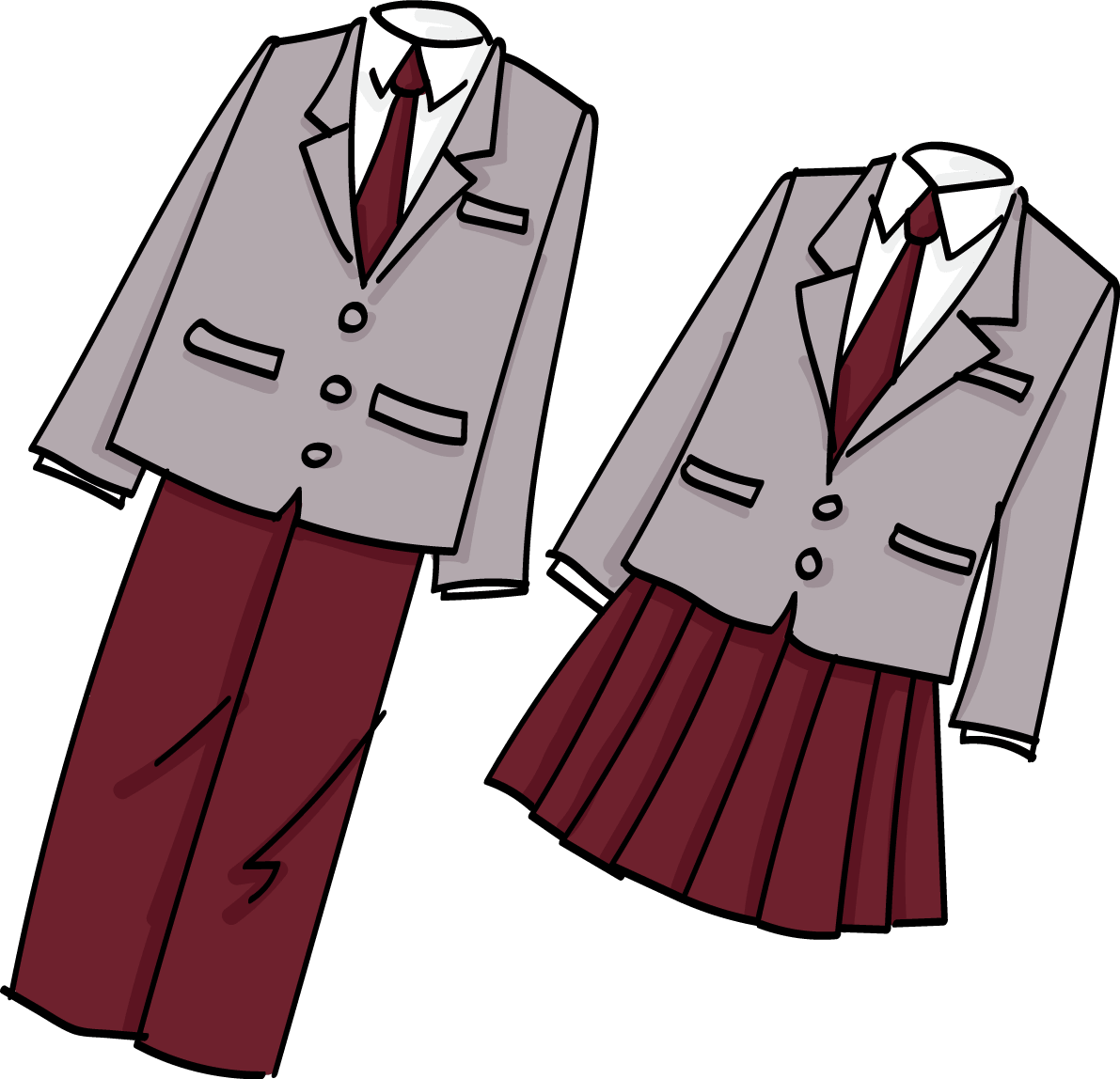 手書き風の簡単な男女学生服の卒業 イラスト素材 超多くの無料かわいいイラスト素材