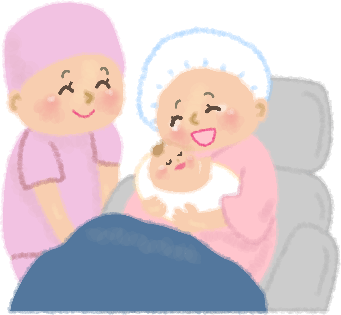 助産師-赤ちゃんを抱っこお母さん／医療／健康
