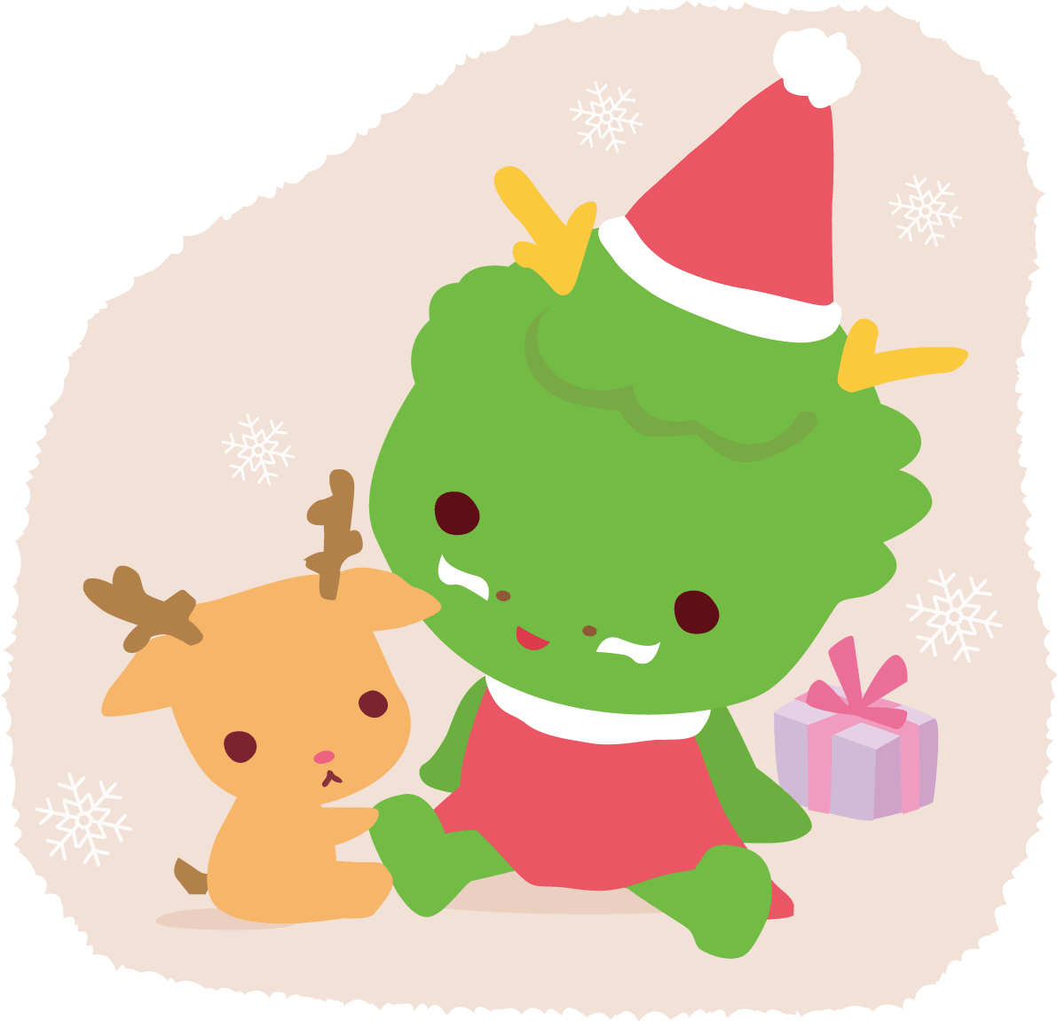 龍-サンタクロースのクリスマスかわいい動物