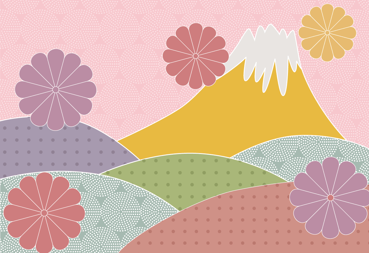 Cute Japanese Mt. Fuji Japanese style retro color background