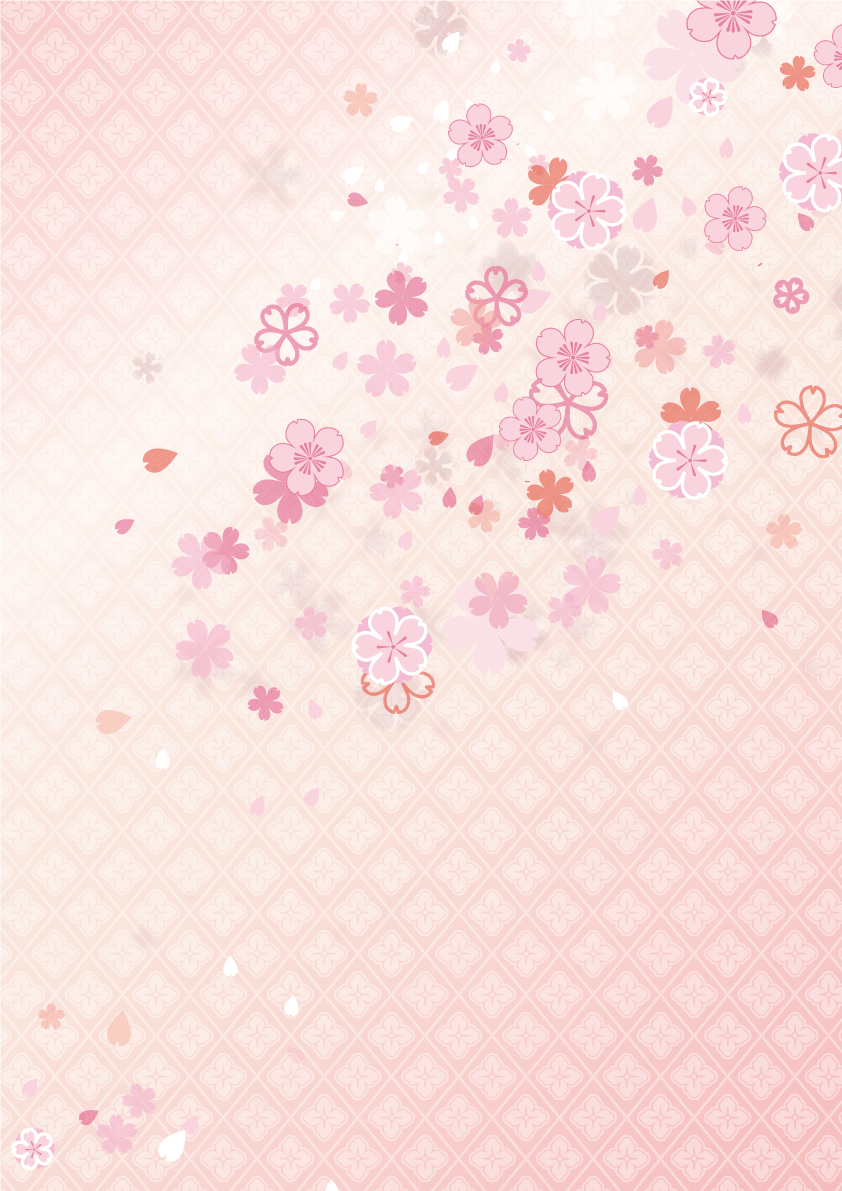 縦の和風柄に散る桜の花びら背景フリーイラスト画像