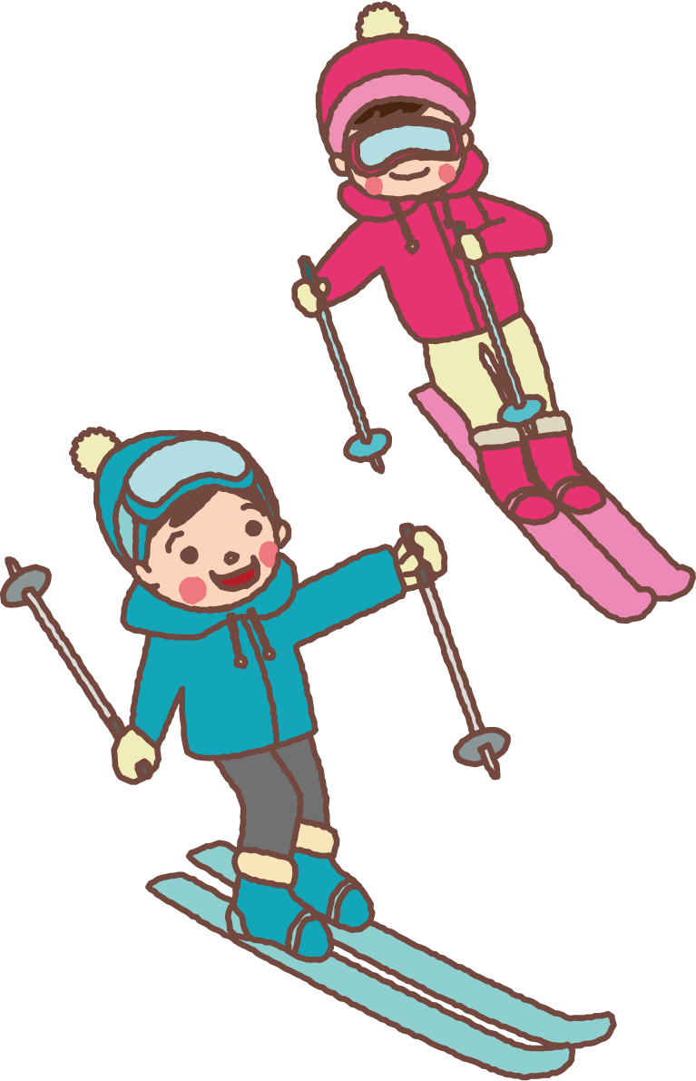 かわいいスキーをする男の子と女の子