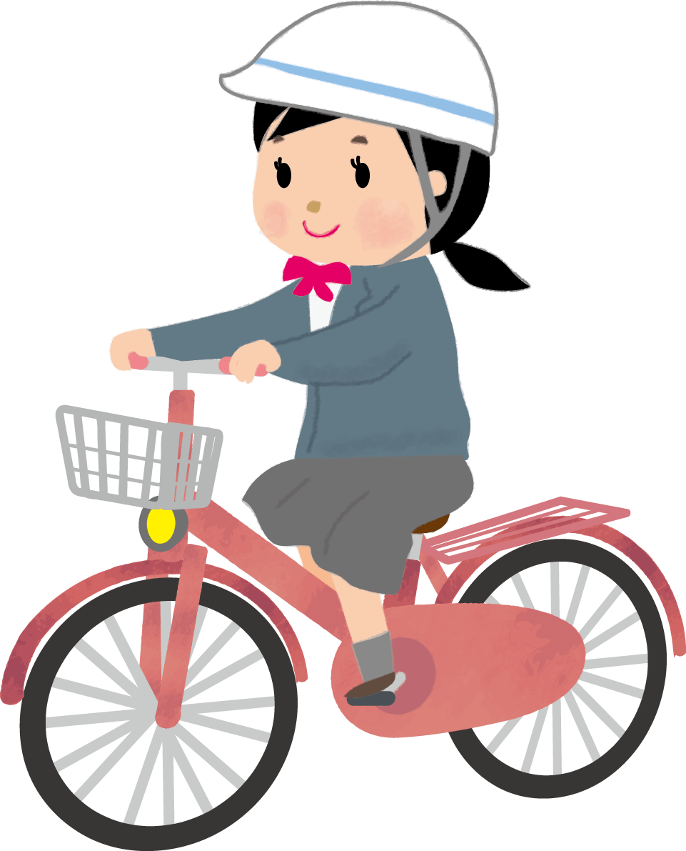 女学生骑自行车上学(中3~高3)